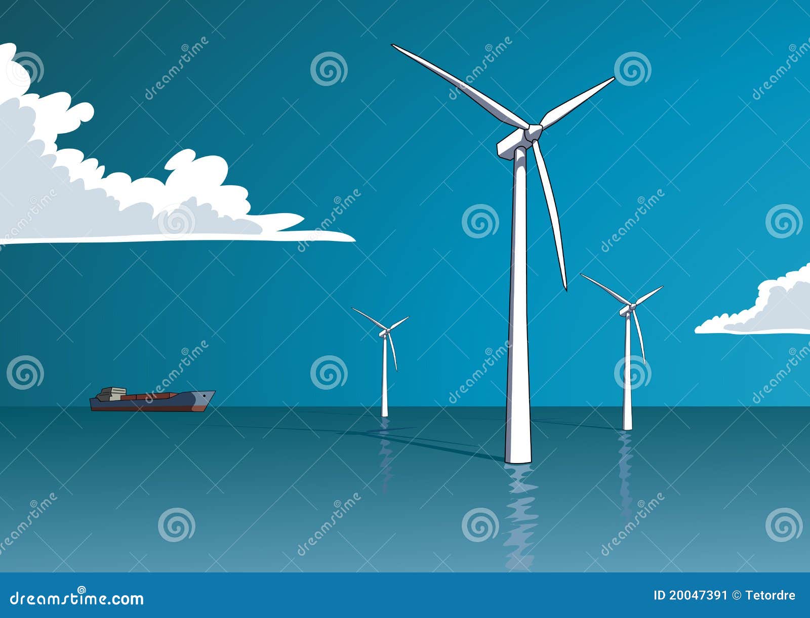 Wind energy, offshore stock illustration. Illustration of forward ...