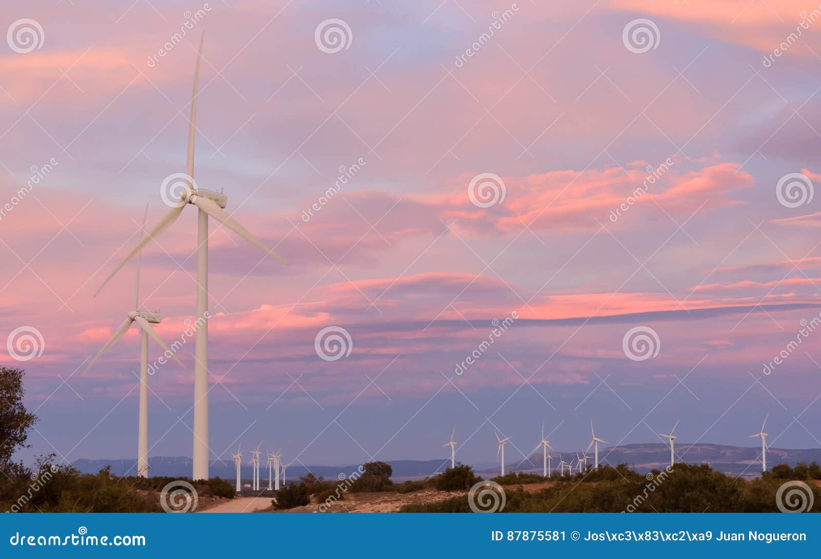 wind energy park at sunset iii