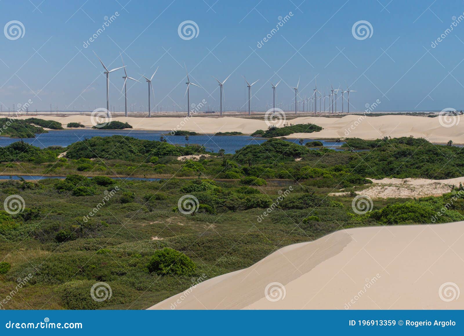 wind farm - dunes and lake - delta do parnaÃÂ­ba, lenÃÂ§ois maranhenses, piauÃÂ­, brazil. cearÃÂ¡, jericoacoara, barreirinhas, atins