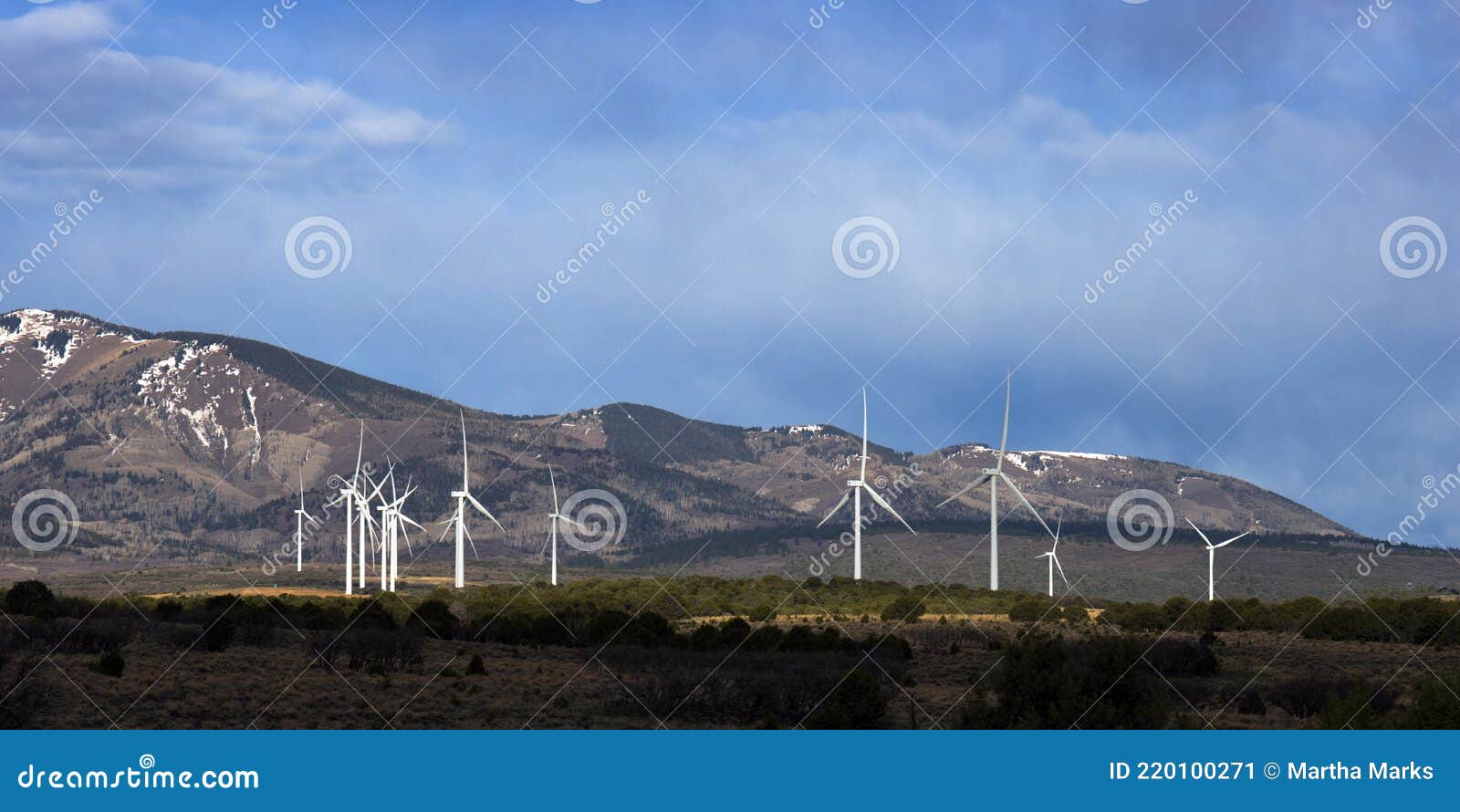 Wind Farm Near the Mountains of Eastern Utah Stock Image Image of