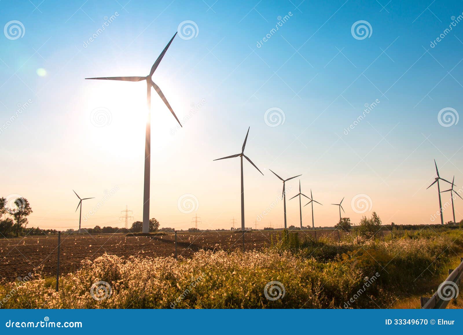 wind mills during bright