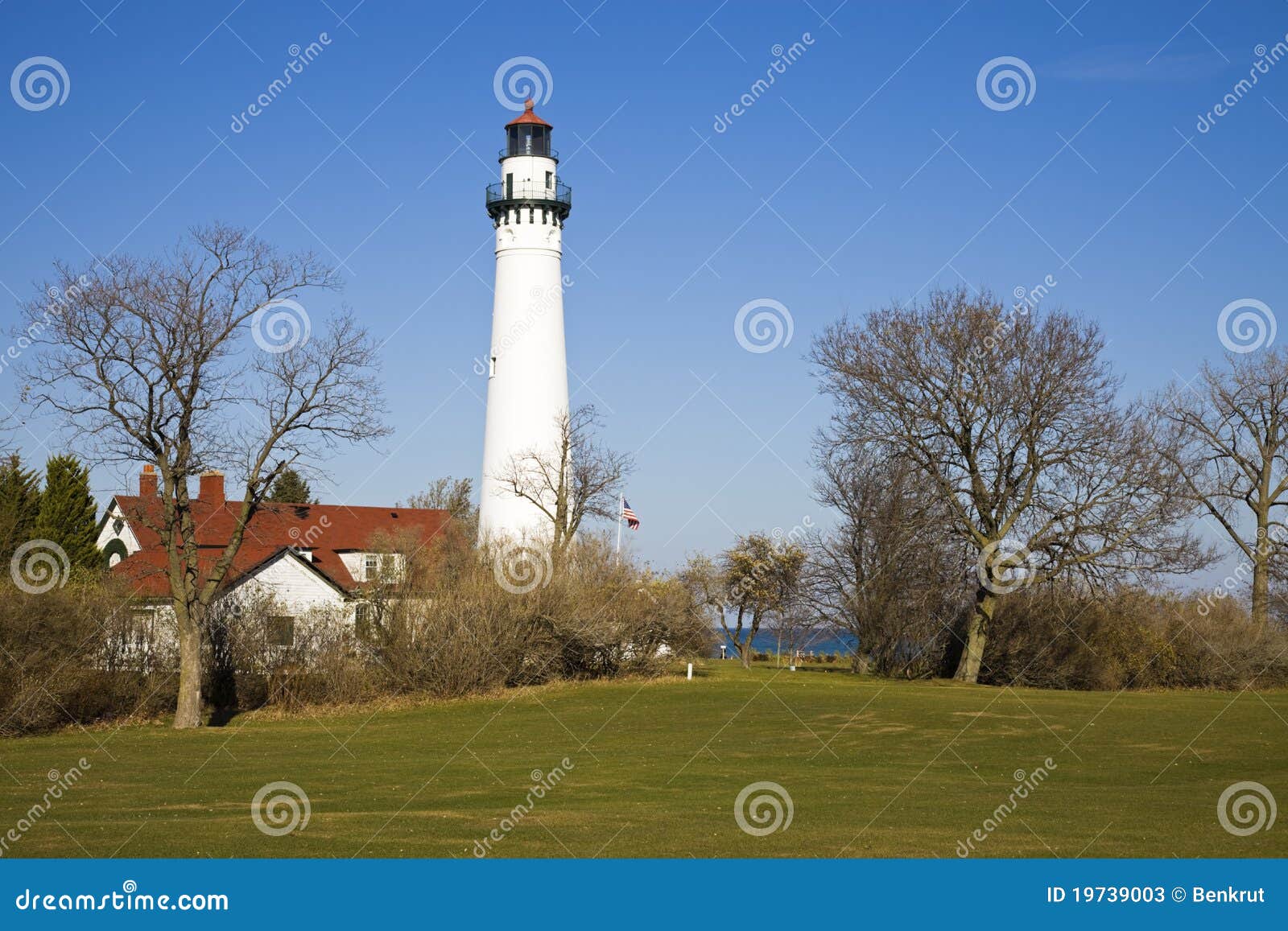 Wind Point Lighthouse Racine, Wisconsin Stock Image Image of