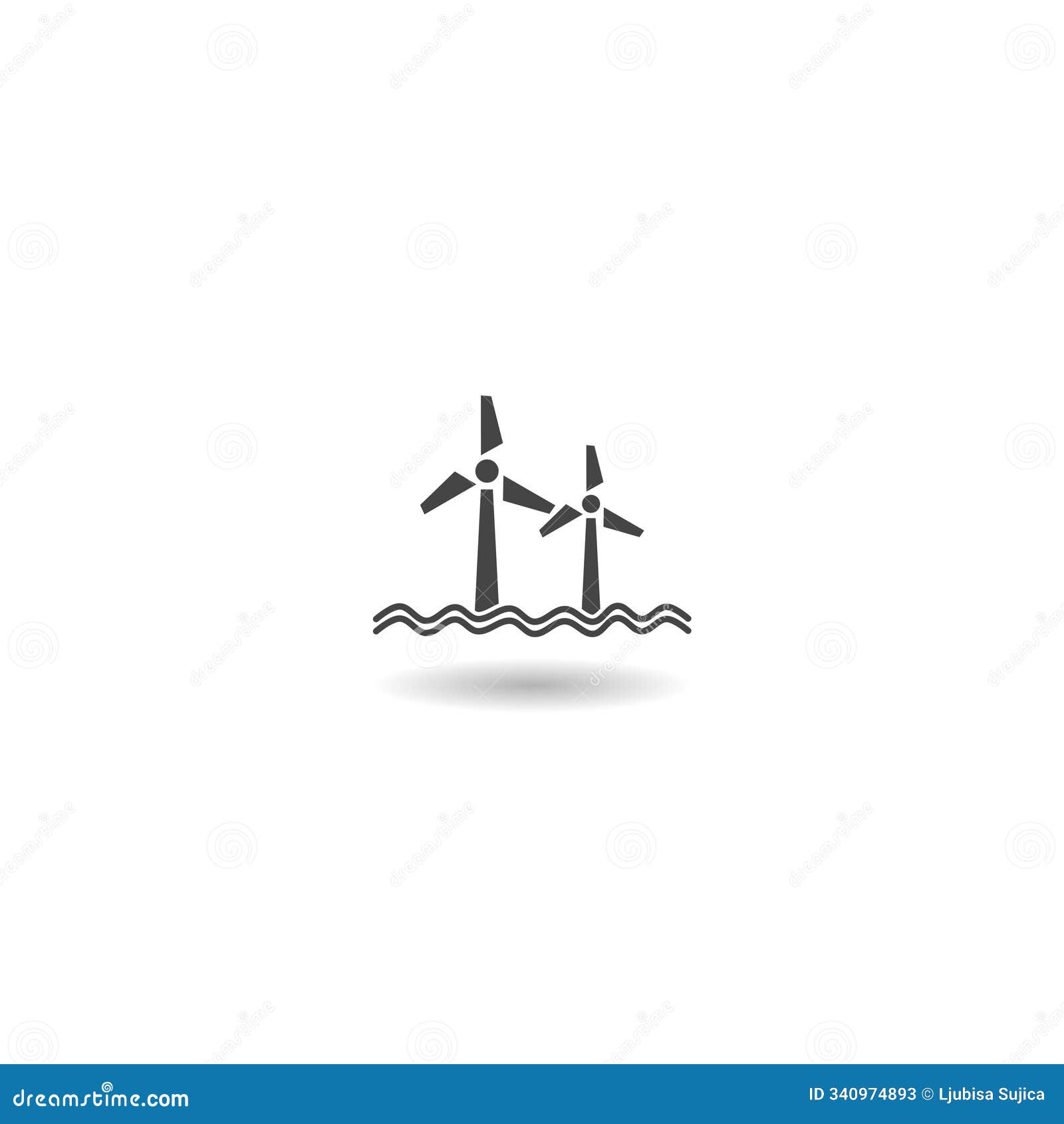 wind power energy turbine silhouette icon with shadow