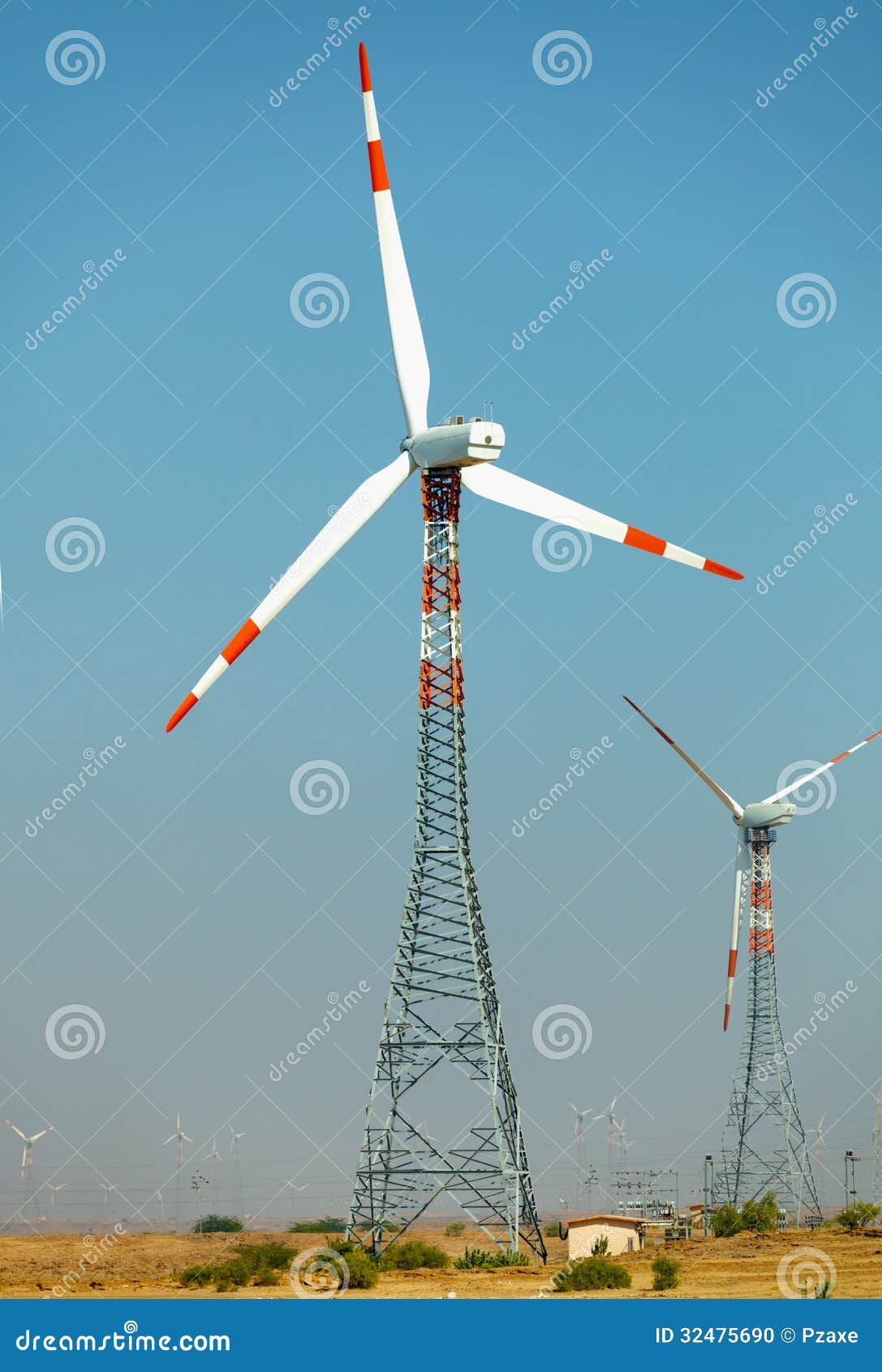 Wind Power Stations in Desert. India, Jaisalmer Stock Photo Image of