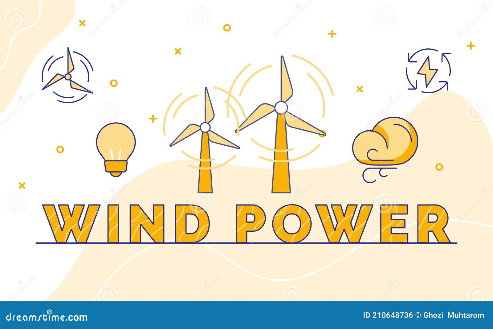 Wind Power Typography Calligraphy Word Art with Outline Style Stock