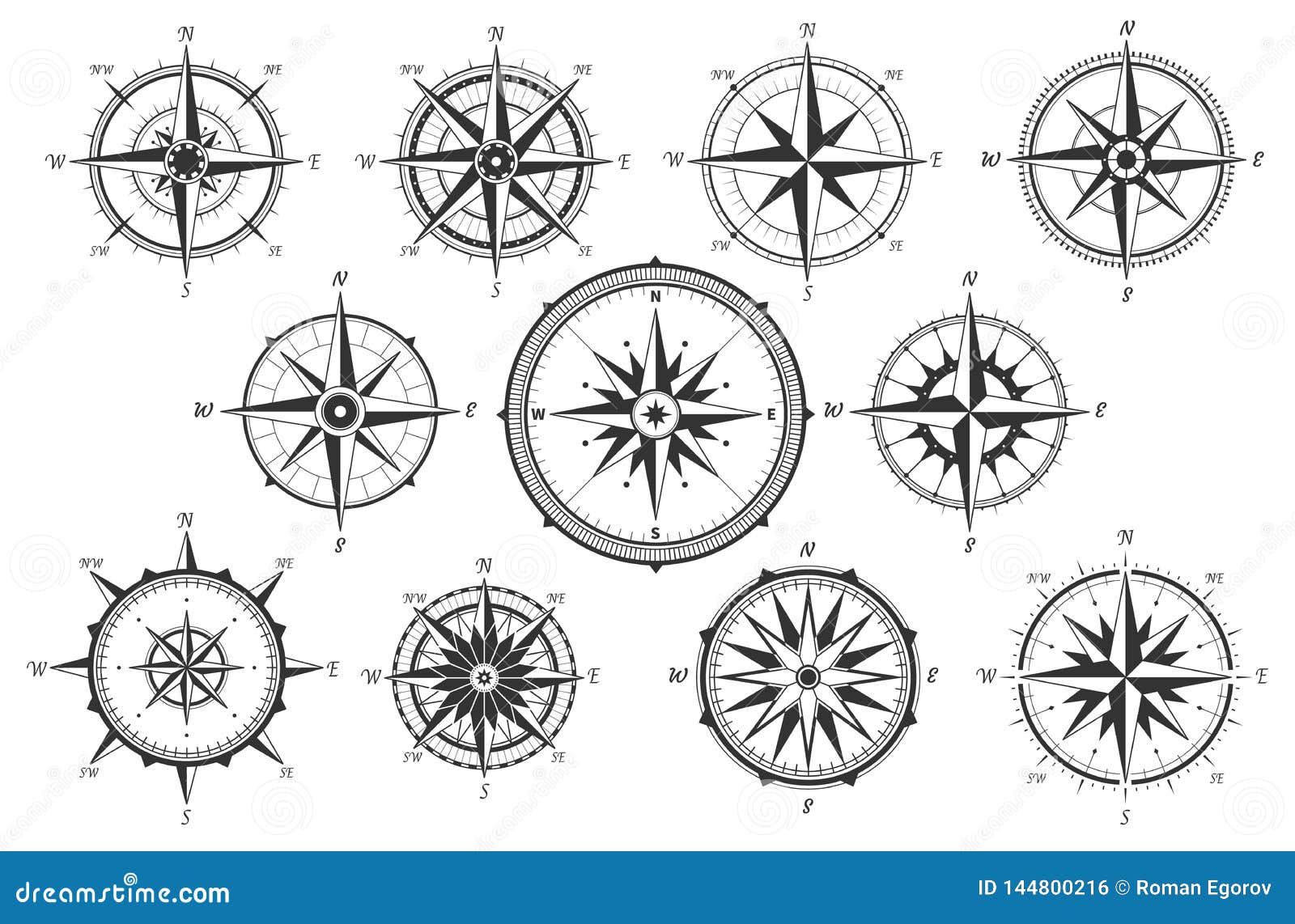 wind rose. map directions vintage compass. ancient marine wind measure  icons 