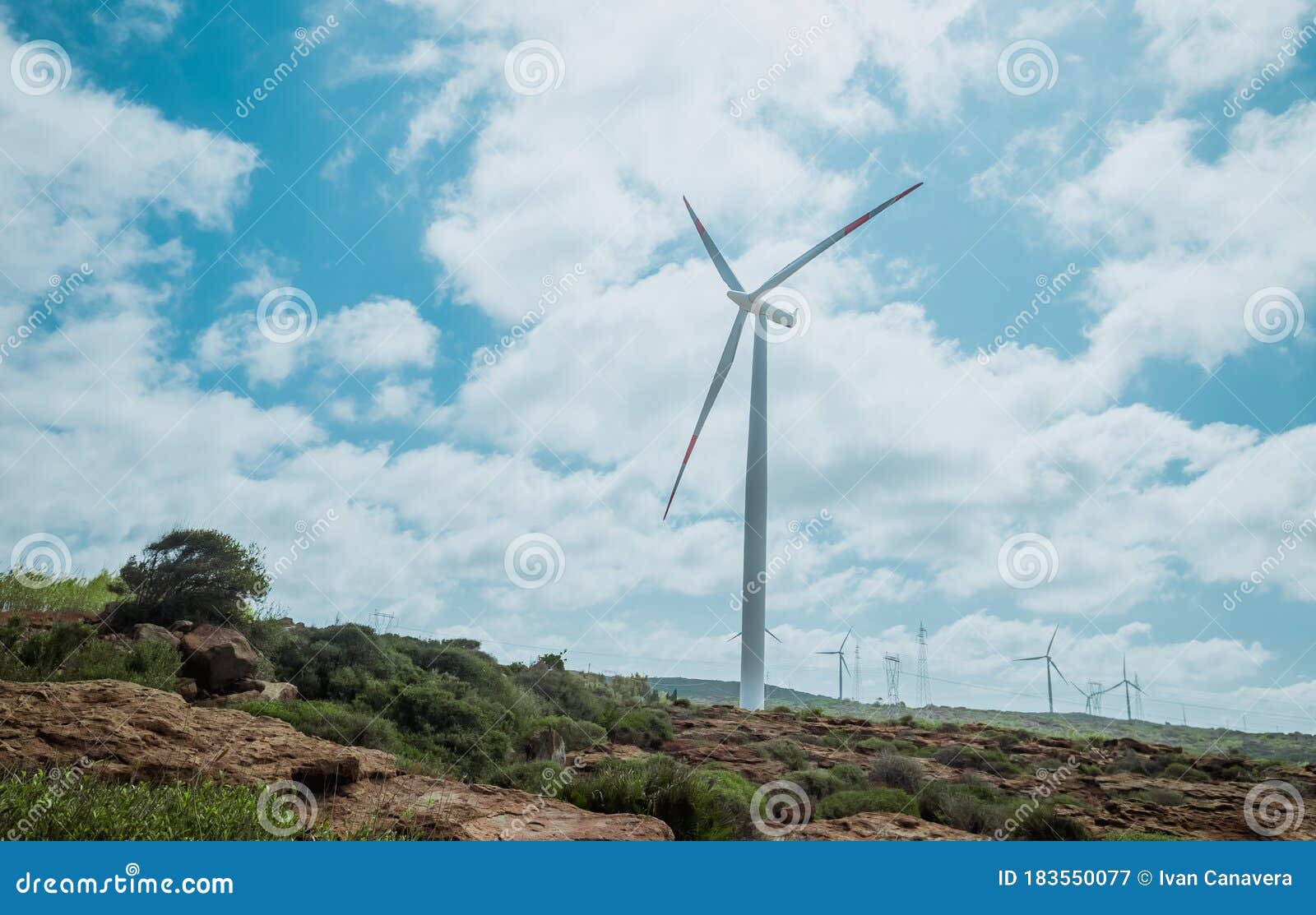 wind turbine with beautiful blue sky