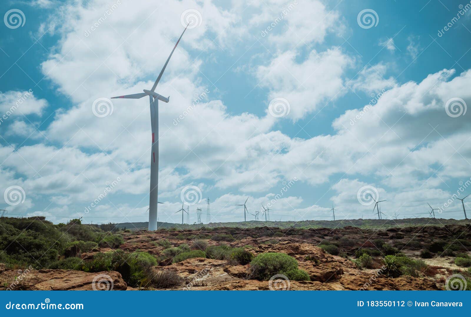 wind turbine with beautiful blue sky