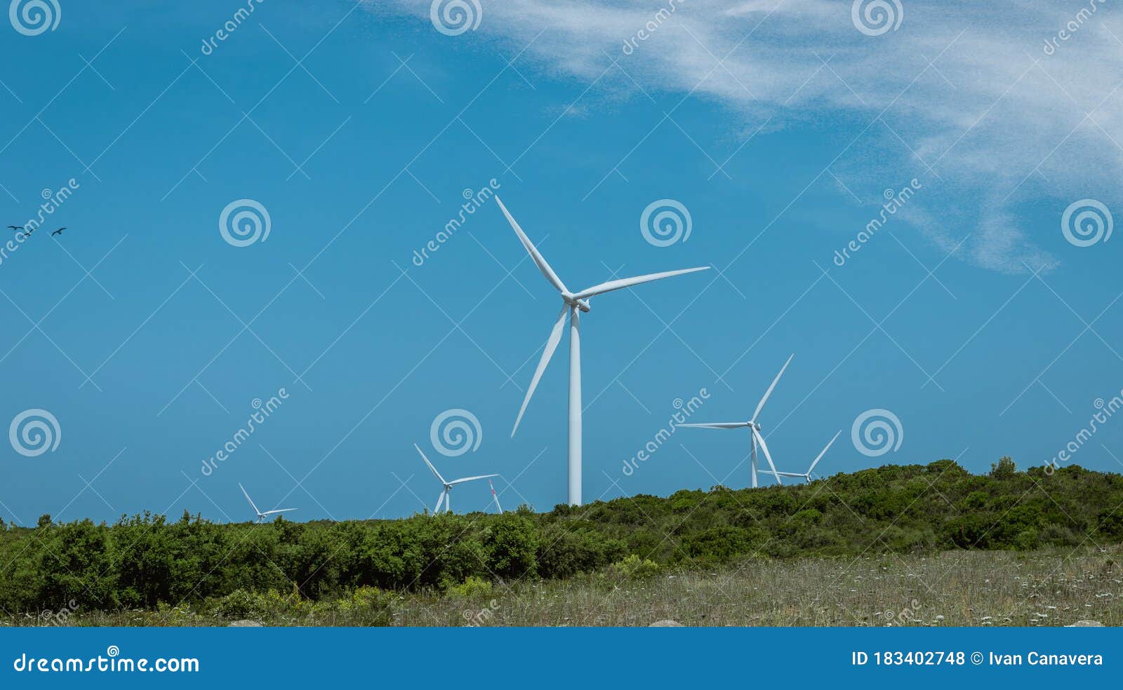 wind turbine with beautiful blue sky