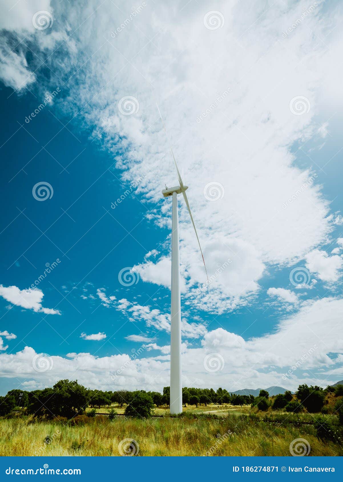 wind turbine with beautiful blue sky