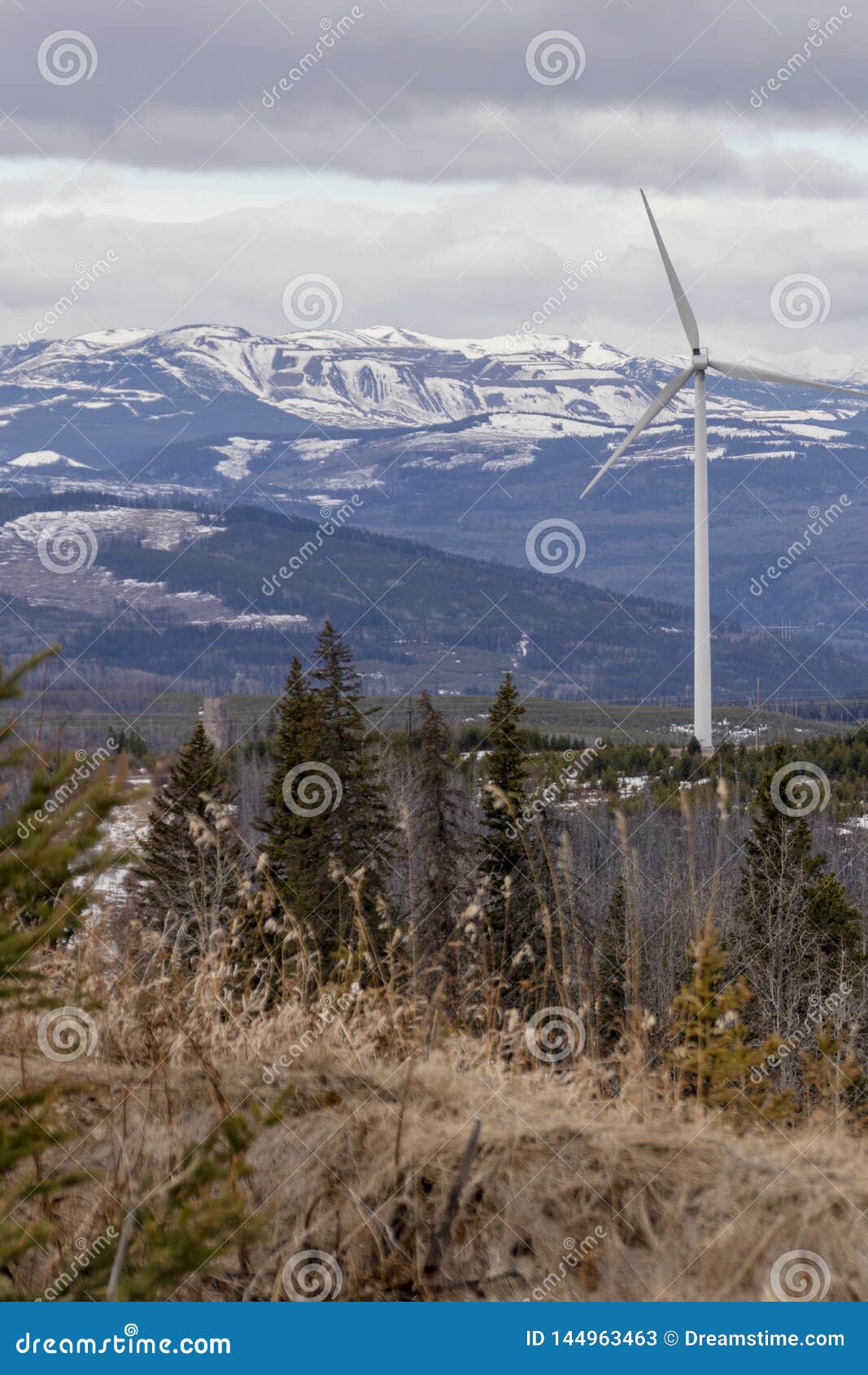 Wind Turbine with Mountain View Stock Image Image of mountain