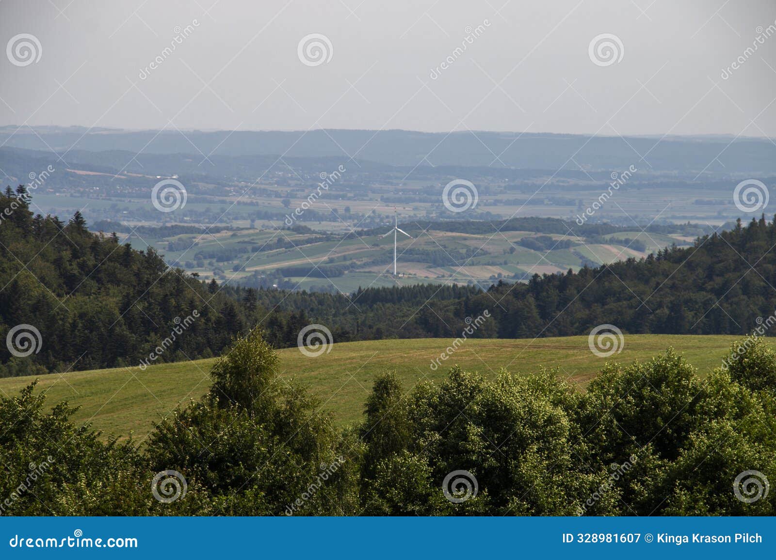 wind turbine seen from przymiarki near rymanow-zdroj