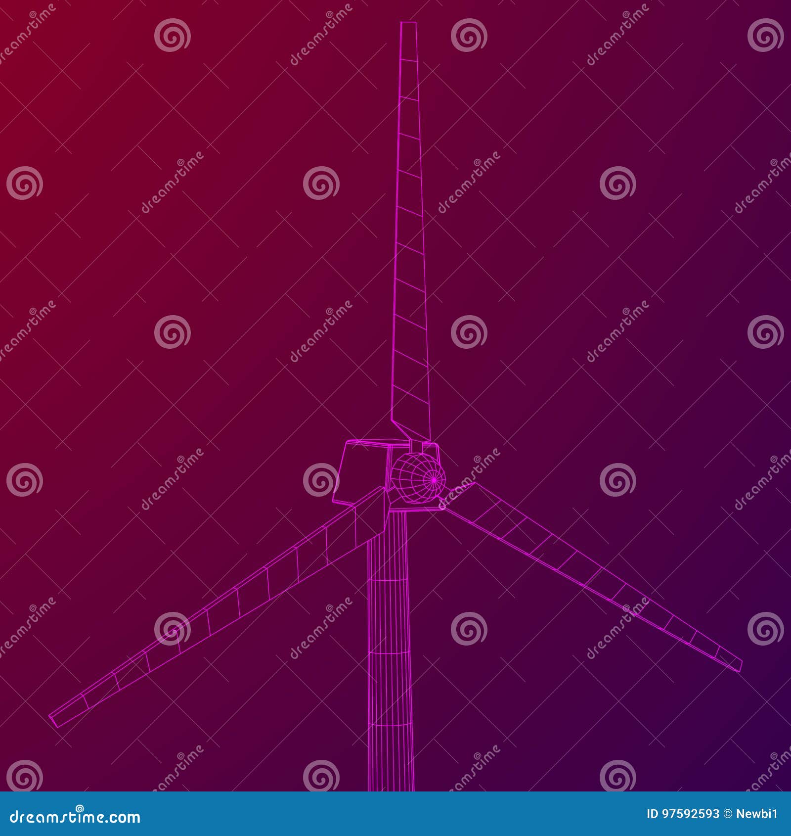 Download Wind Turbine Vector Wireframe Stock Vector - Illustration of efficiency, polygonal: 97592593