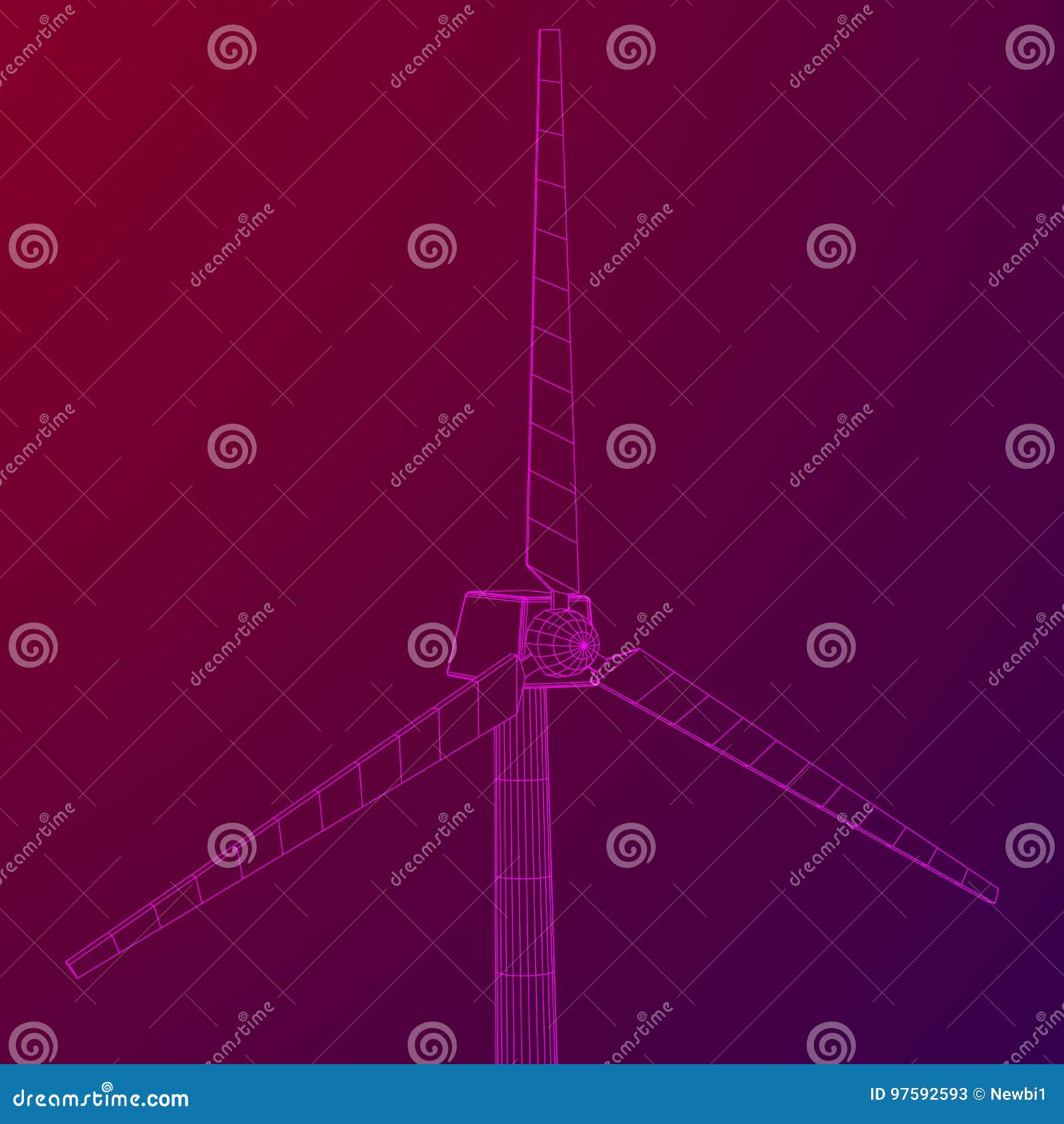 Download Wind Turbine Vector Wireframe Stock Vector - Illustration ...