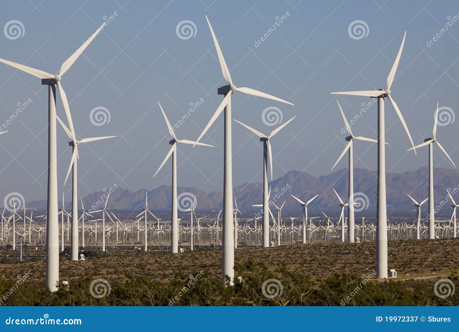 wind turbines on alternative energy windmill farm