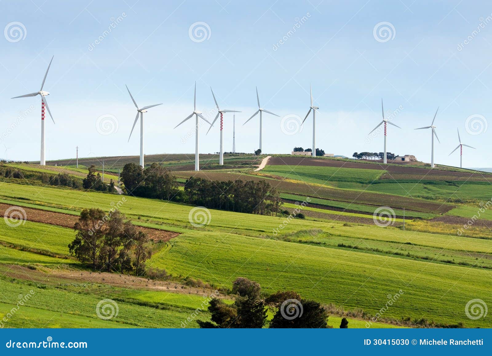 wind turbines on hilly expanse