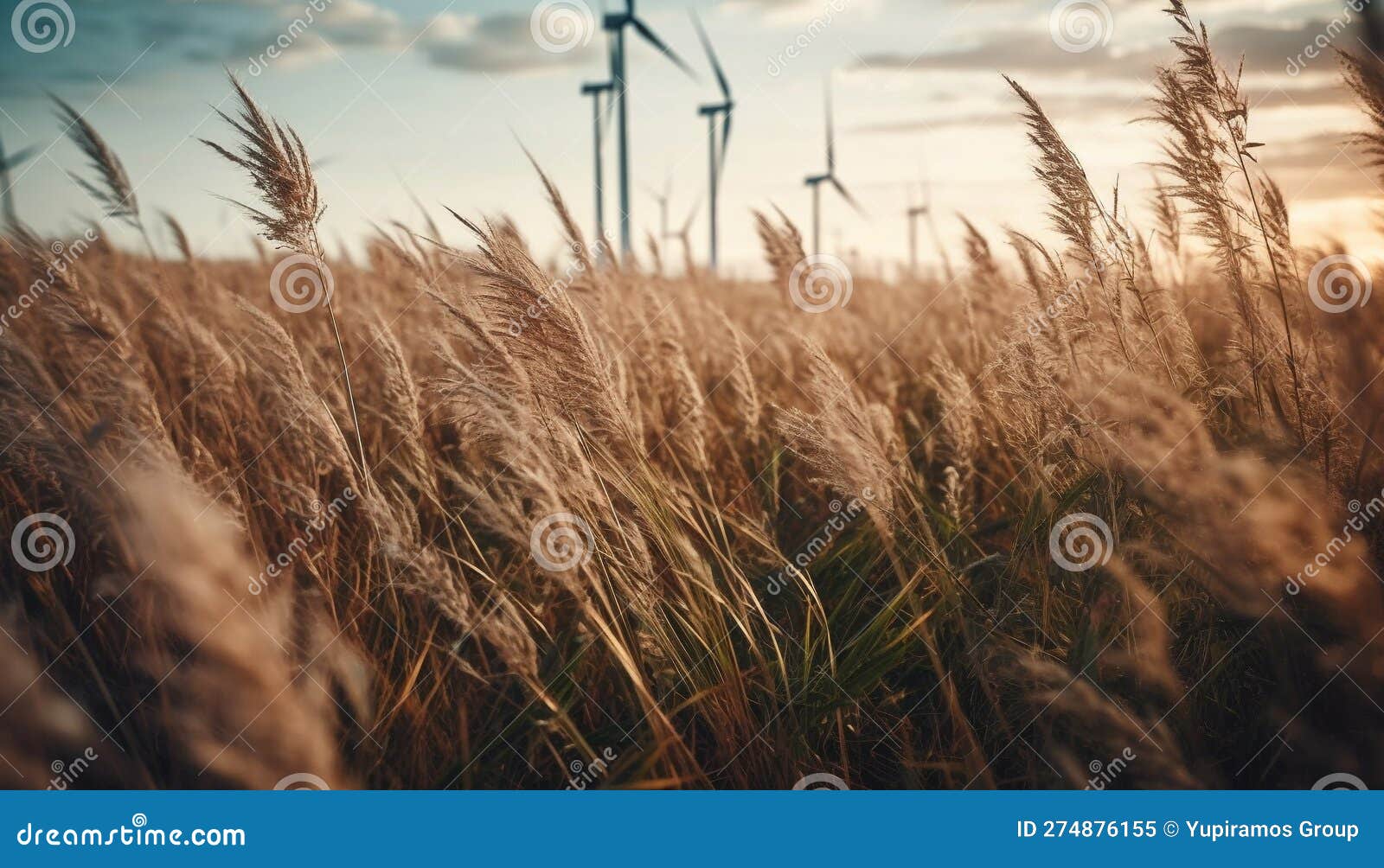 Wind Turbines Power Agriculture Growth in Nature Generated by AI Stock