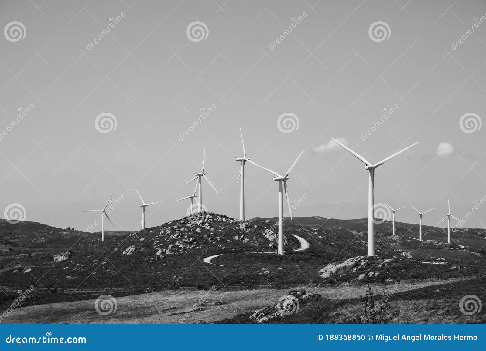wind turbines in the sierra de suido in galicia spain