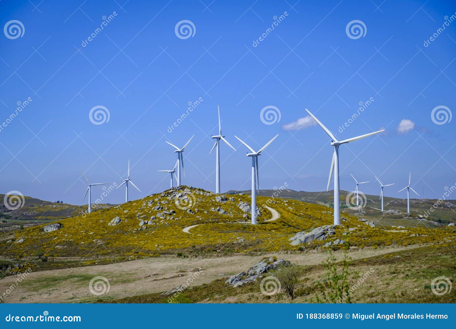 wind turbines in the sierra de suido in galicia spain