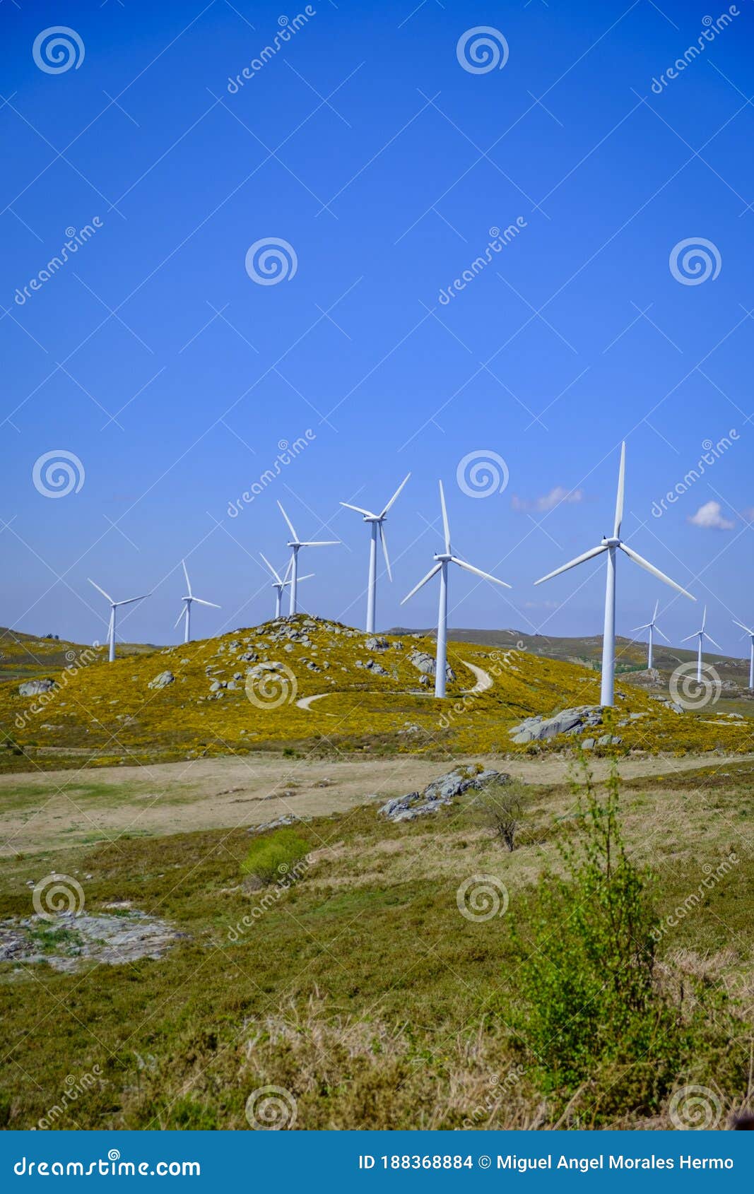 wind turbines in the sierra de suido in galicia spain