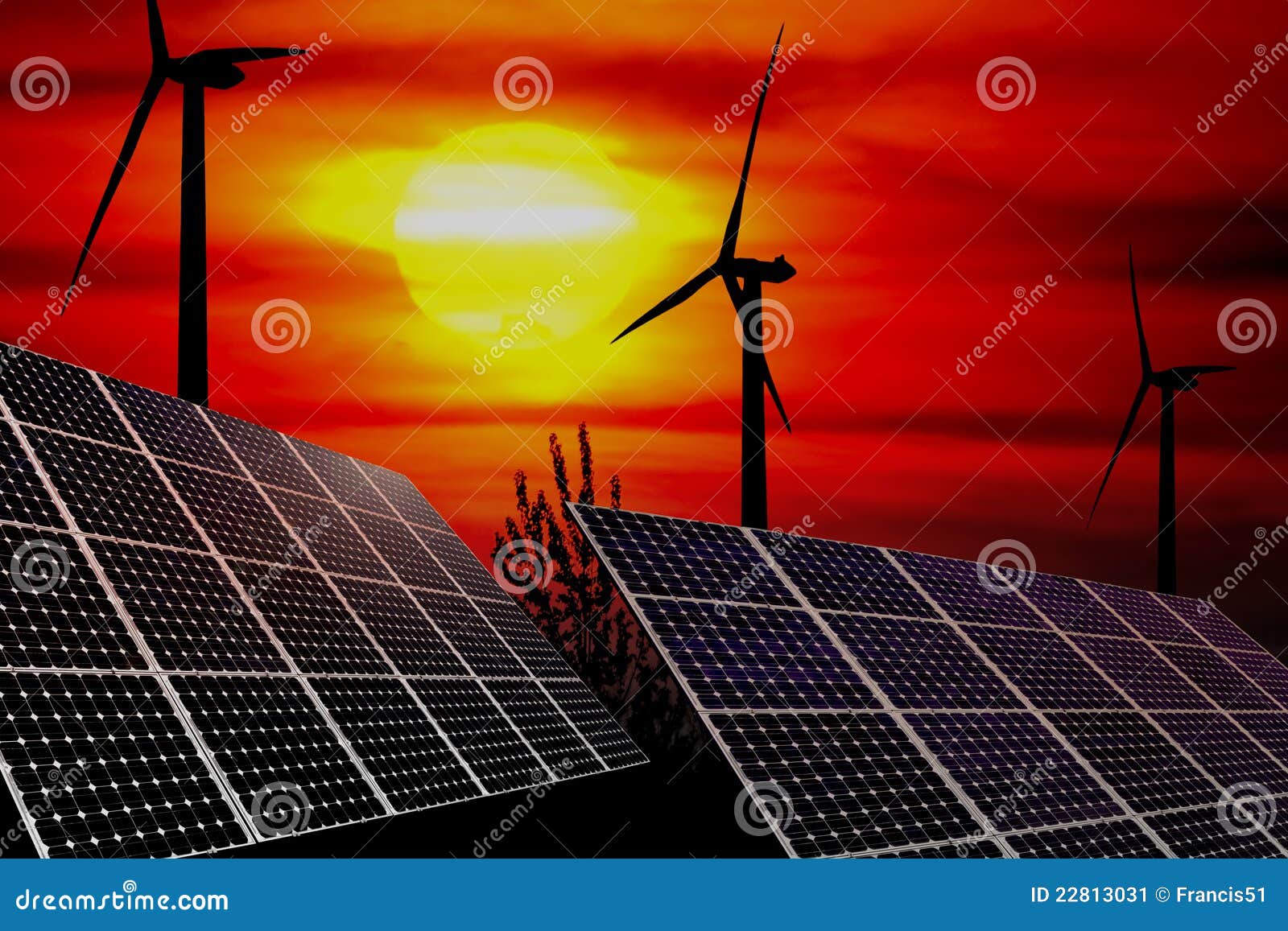 wind turbines and solar panels