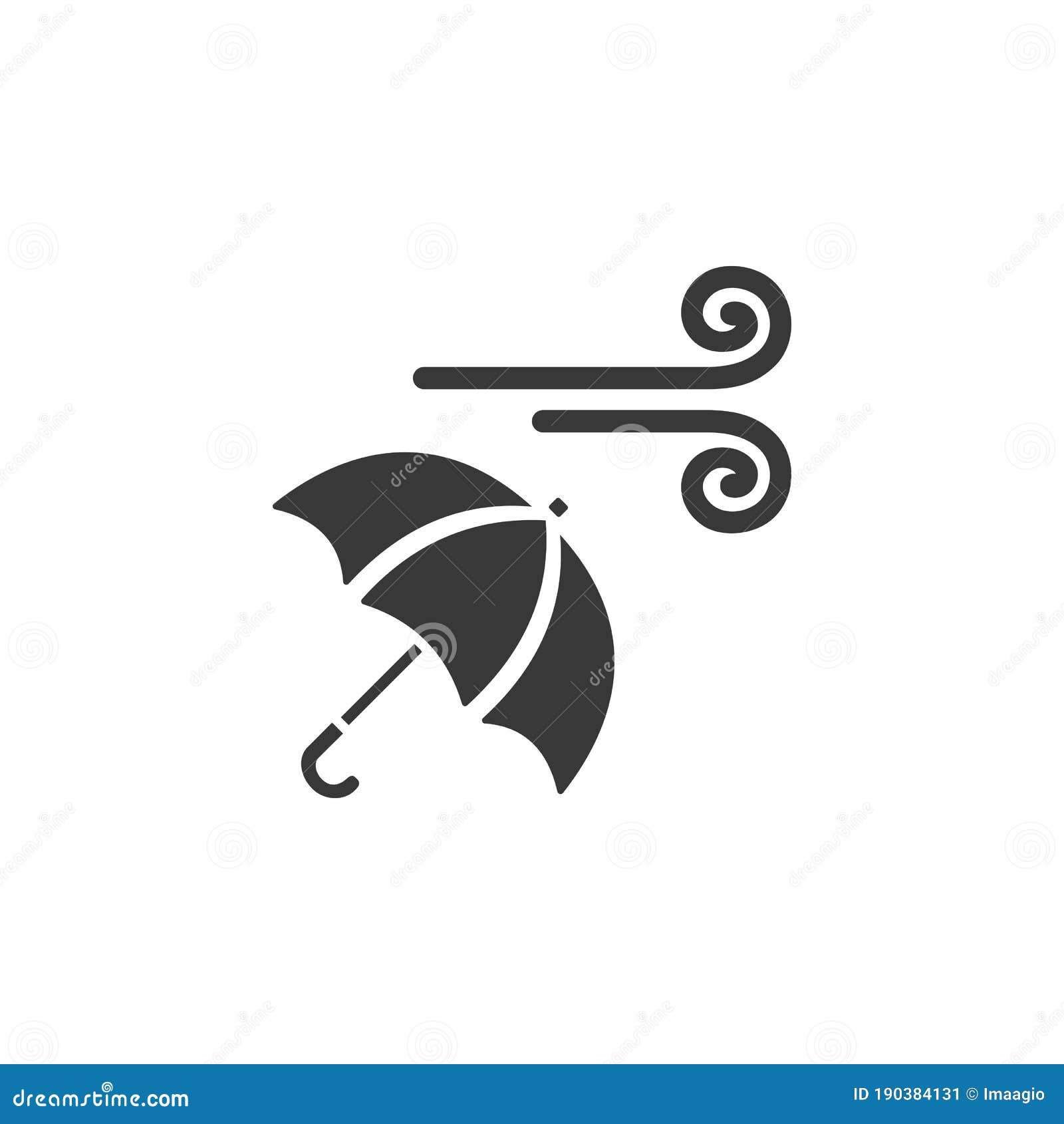 Wind and Umbrella. Icon. Weather Glyph Vector Illustration Stock Vector