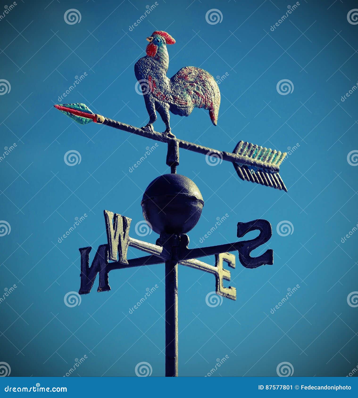 Weathervane And Wind Signs In The Form Of A Witch On A Broomstick With