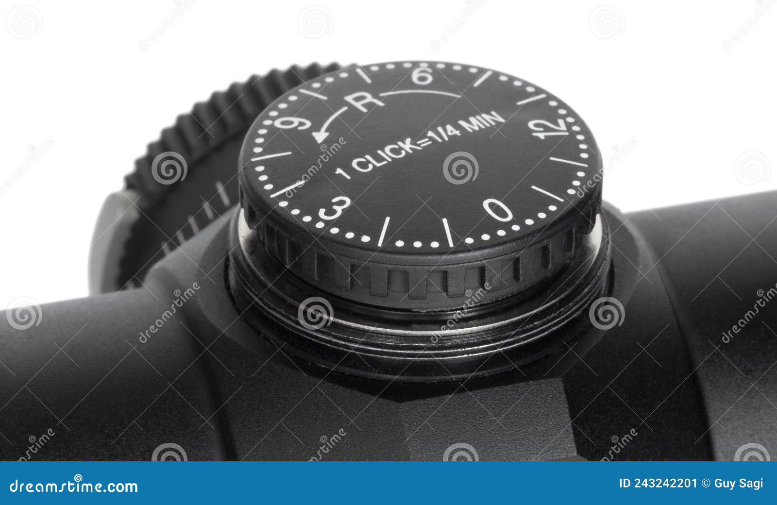 Windage Dial on a Rifle Scope Stock Image Image of gray, turret