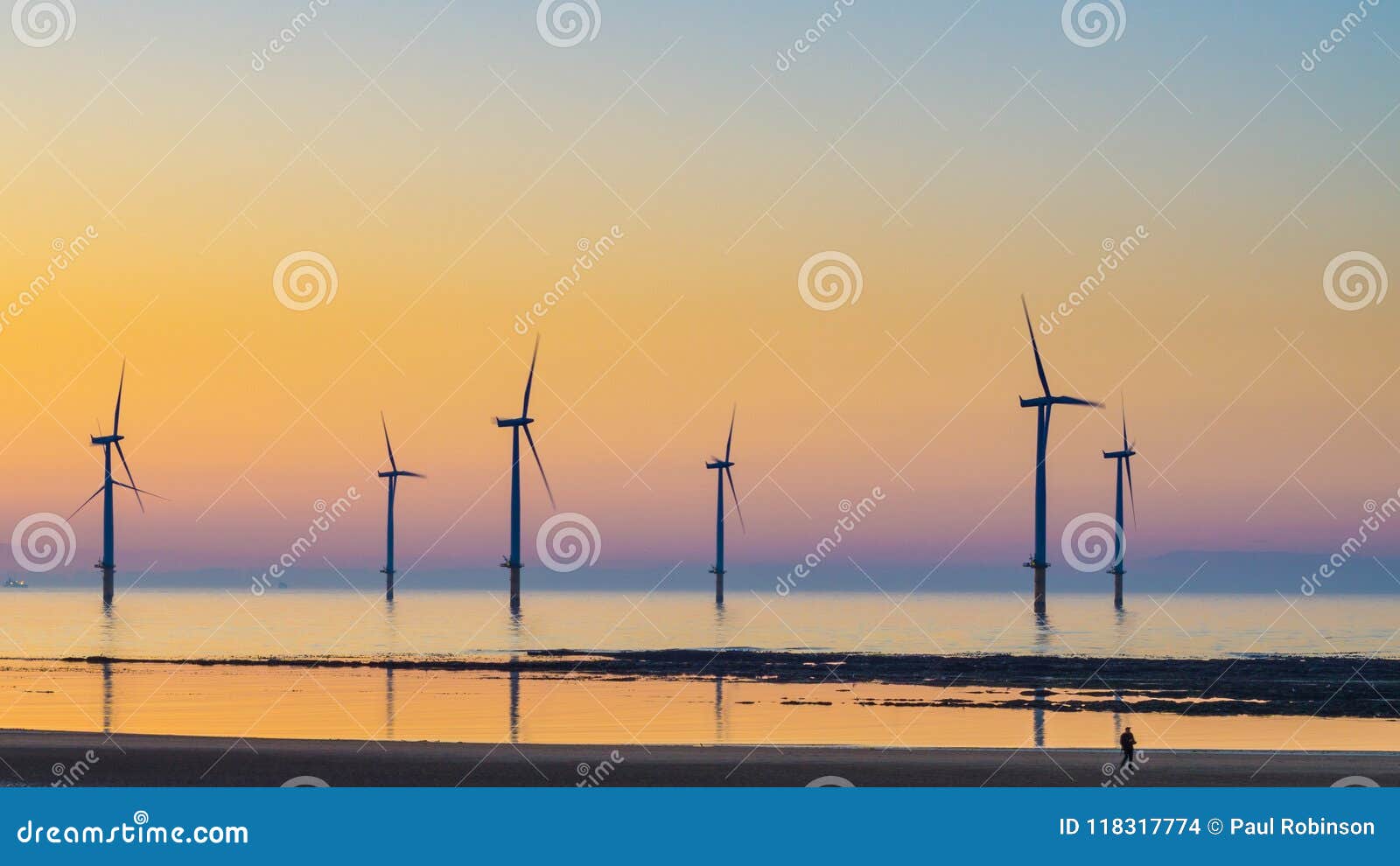 windfarm on redcar coastline.