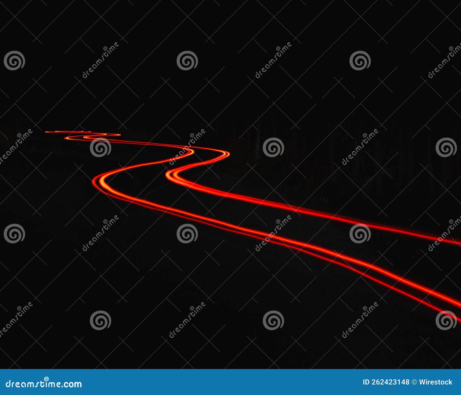 Winding Car Light Trail in the Darkness Stock Photo Image of street