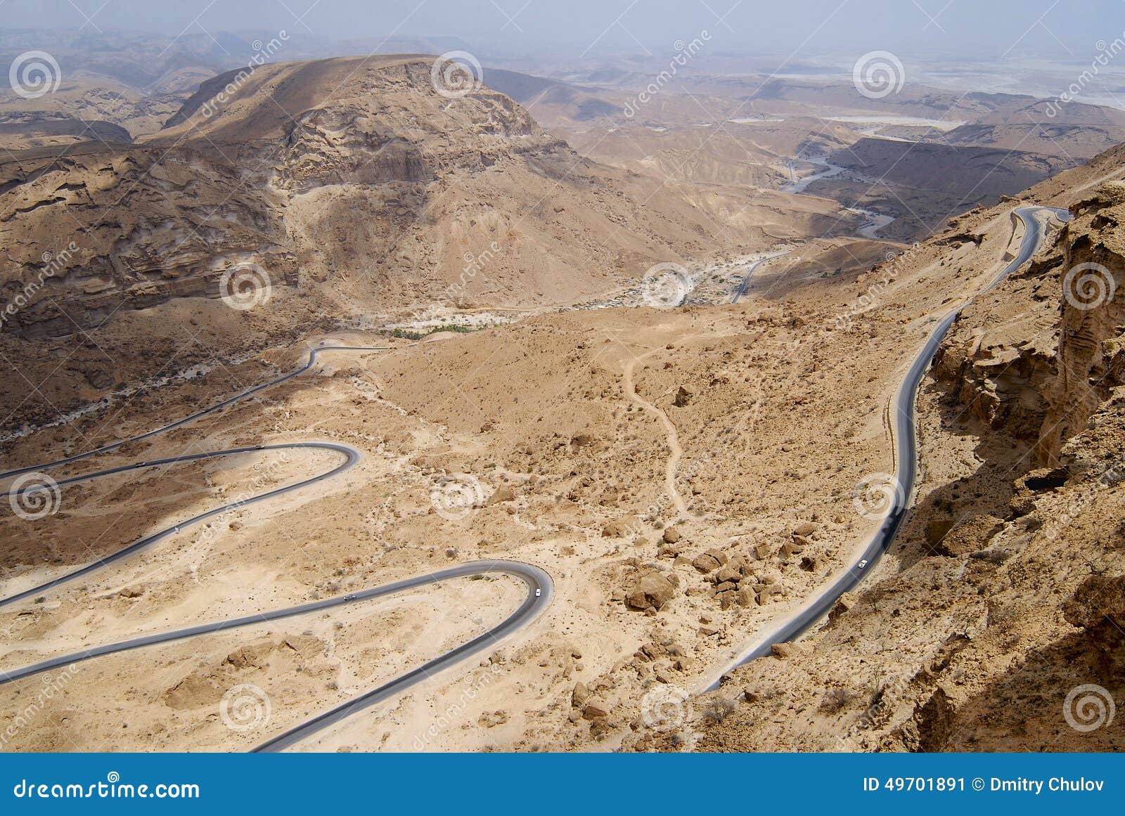 winding mountain road from al mukalla to aden in yemen.