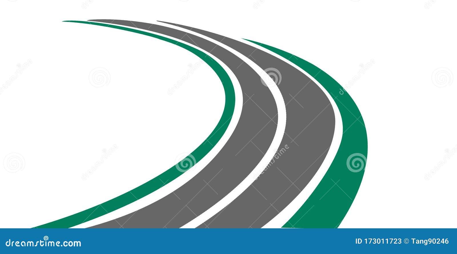 Winding Paved Road Icon With Green Grassy Roadside Stock Illustration