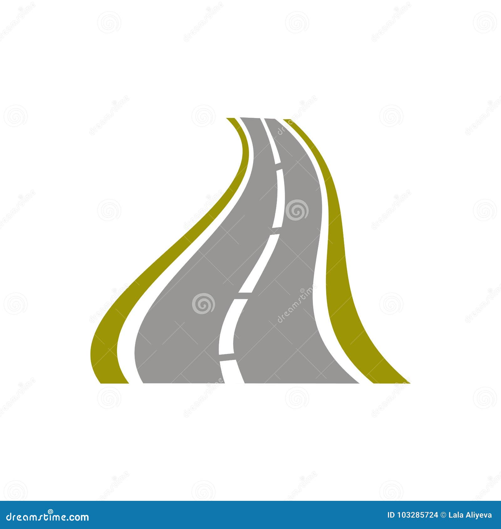 Winding Paved Road Icon On White Background For Travel Or