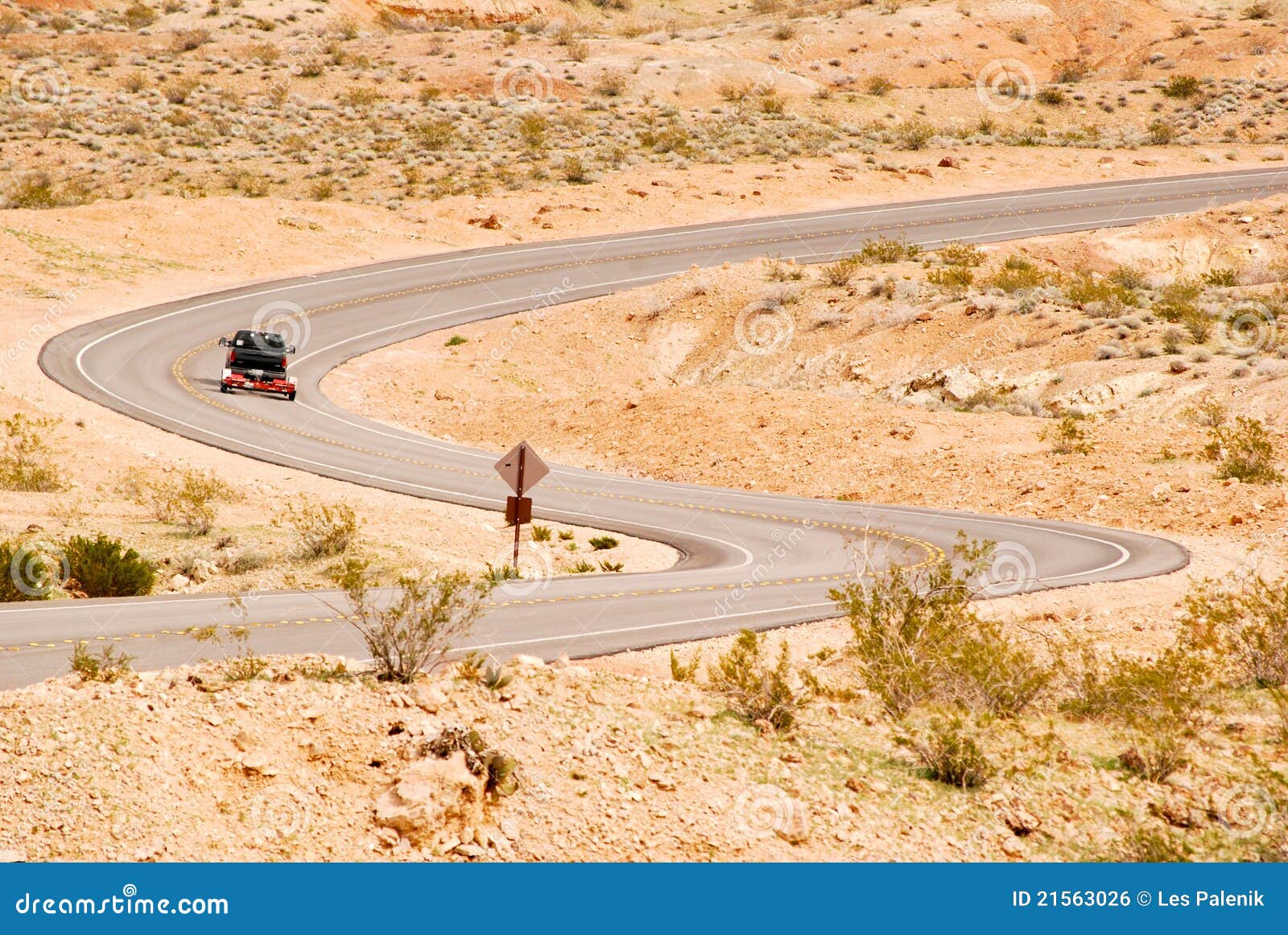 Winding Road through the Desert Stock Photo Image of sagebrush, sand