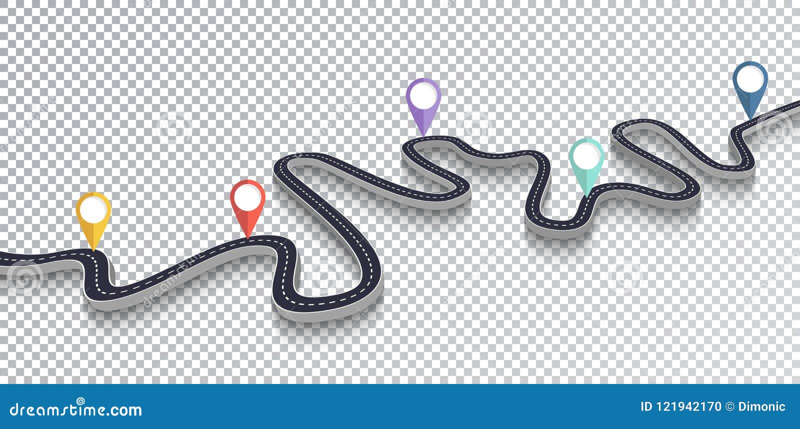 Winding Road Infographic Template With A Phased Structure Cartoon ...