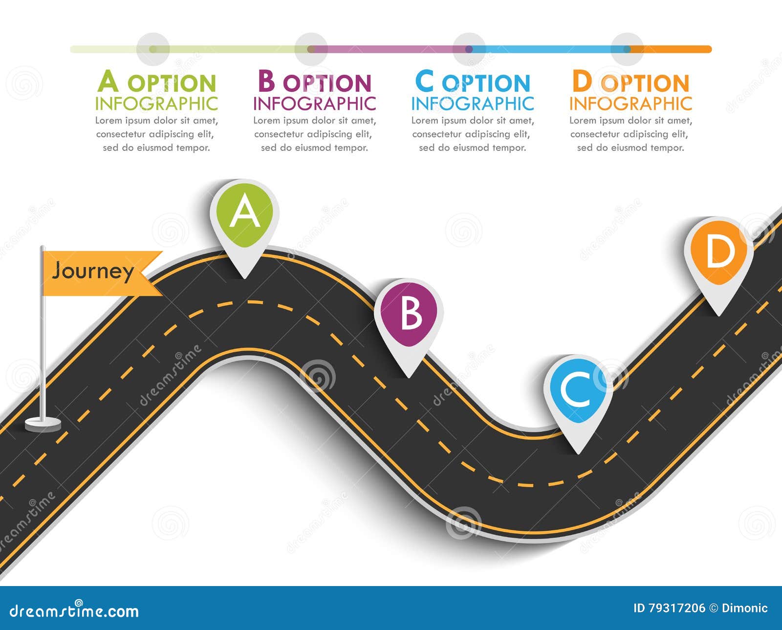 winding road isolated white background trip journey route pin pointer business journey infographic design 79317206