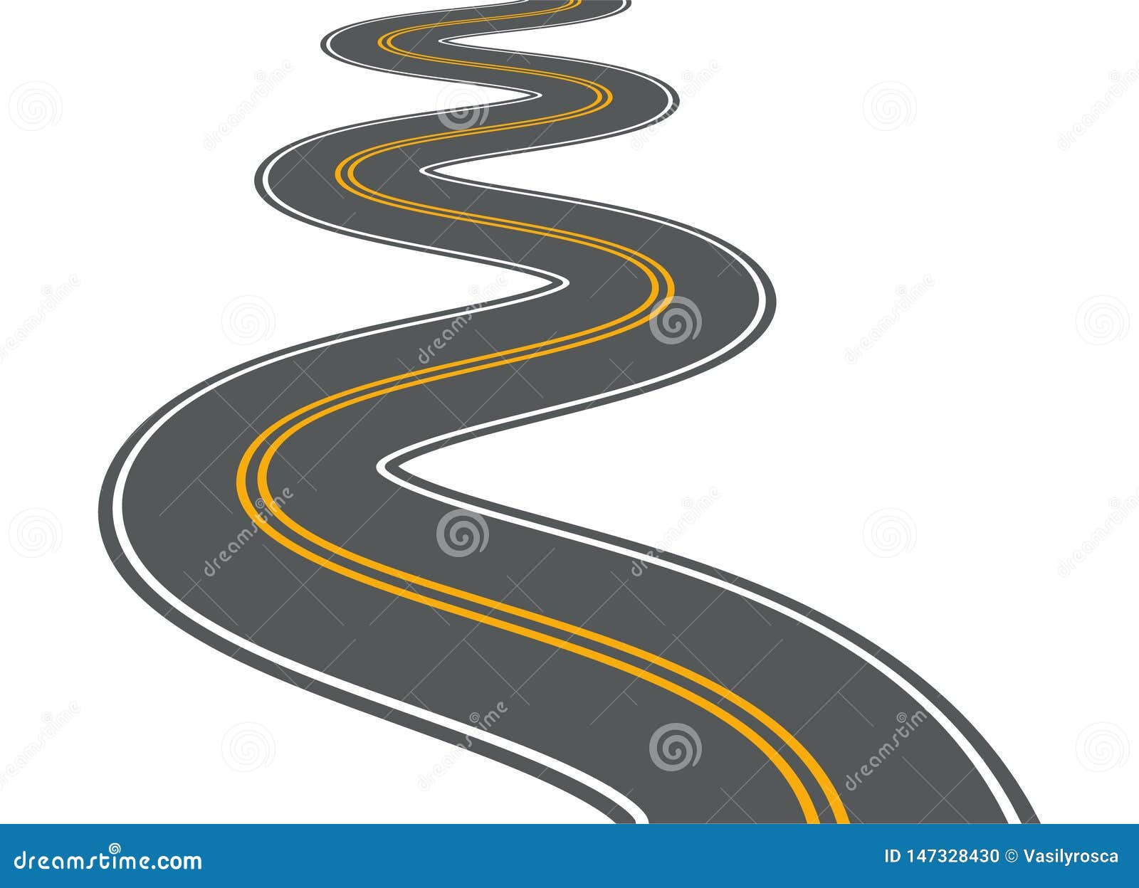 Winding Road Vector Highway Path Long Street Asphalt Isolated