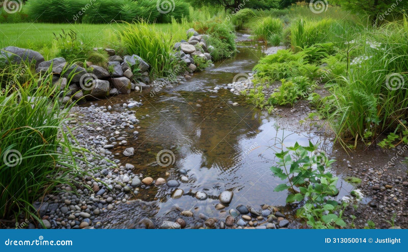 a winding stream now reduced to a mere trickle struggling to sustain the plants and animals that depend on it for