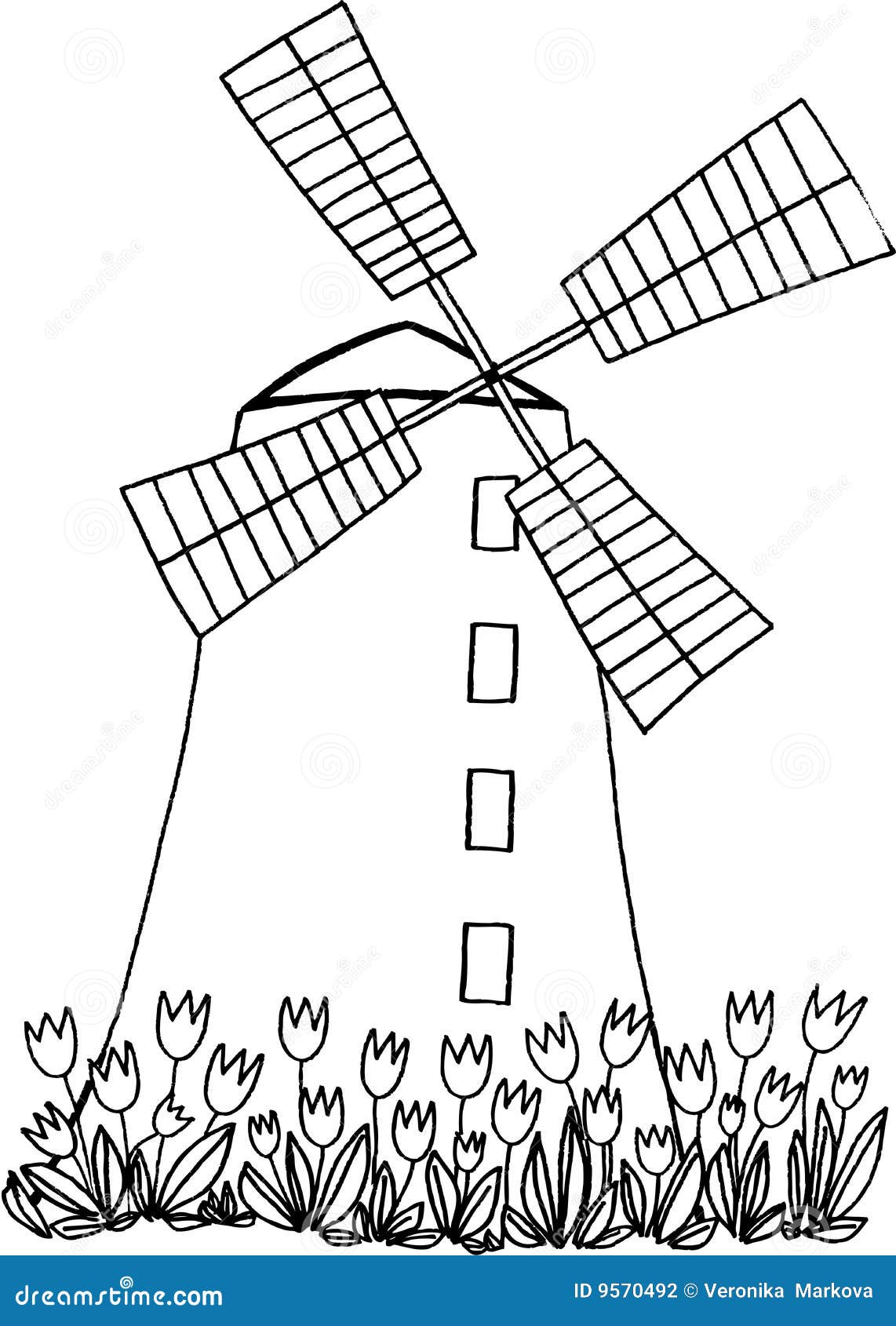 Windmill stock vector. Illustration of window, hand, white - 9570492