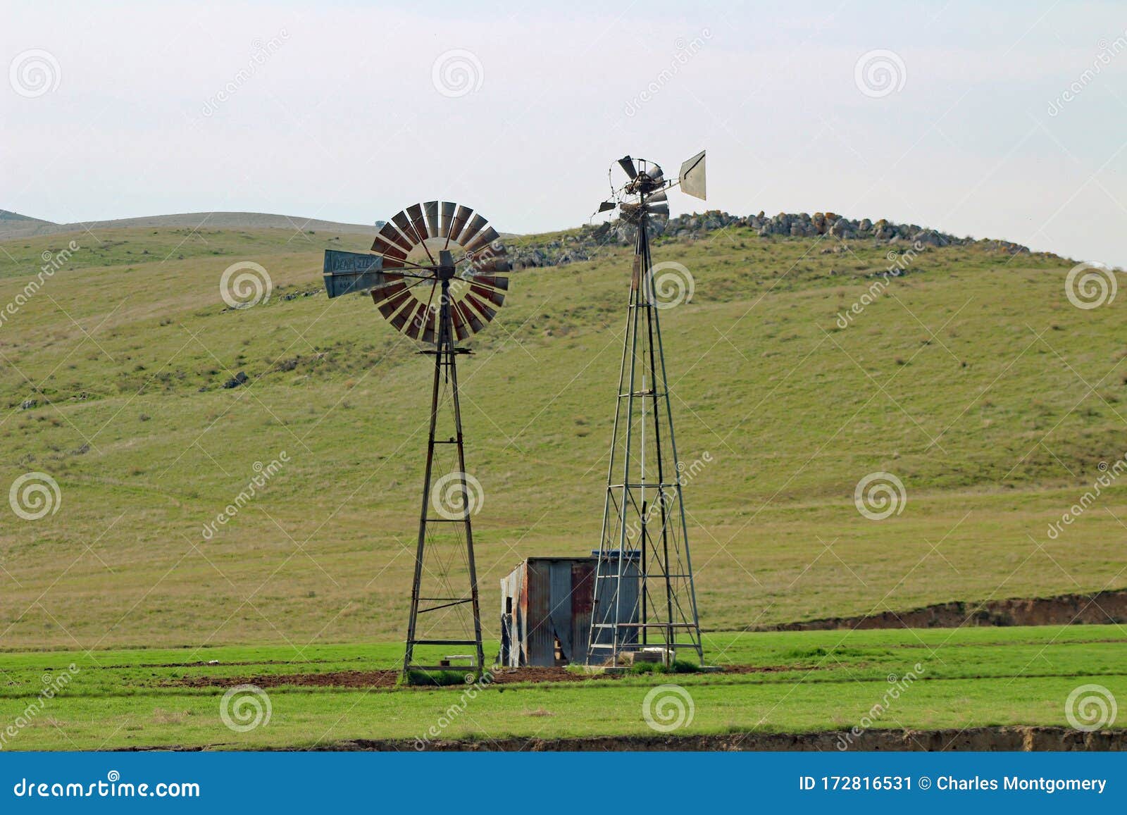 Windmill in Bitter Water Valley (CA 07078 Stock Image Image of