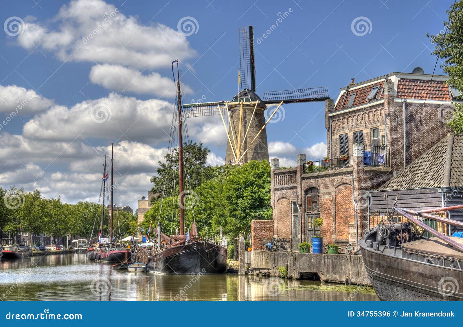 Windmill in Gouda, Holland stock photo. Image of 