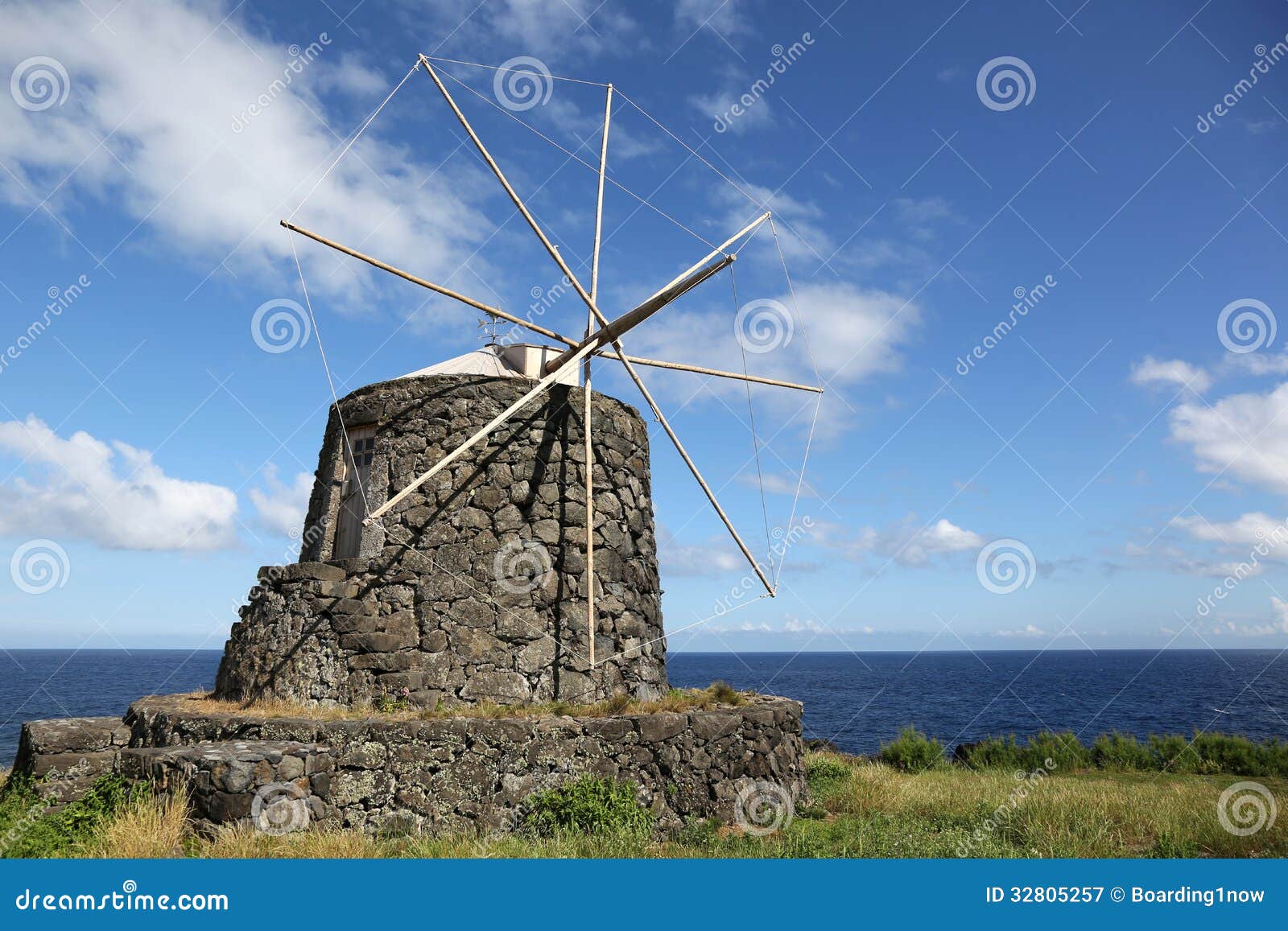 windmill on the island of corvo azores portugal