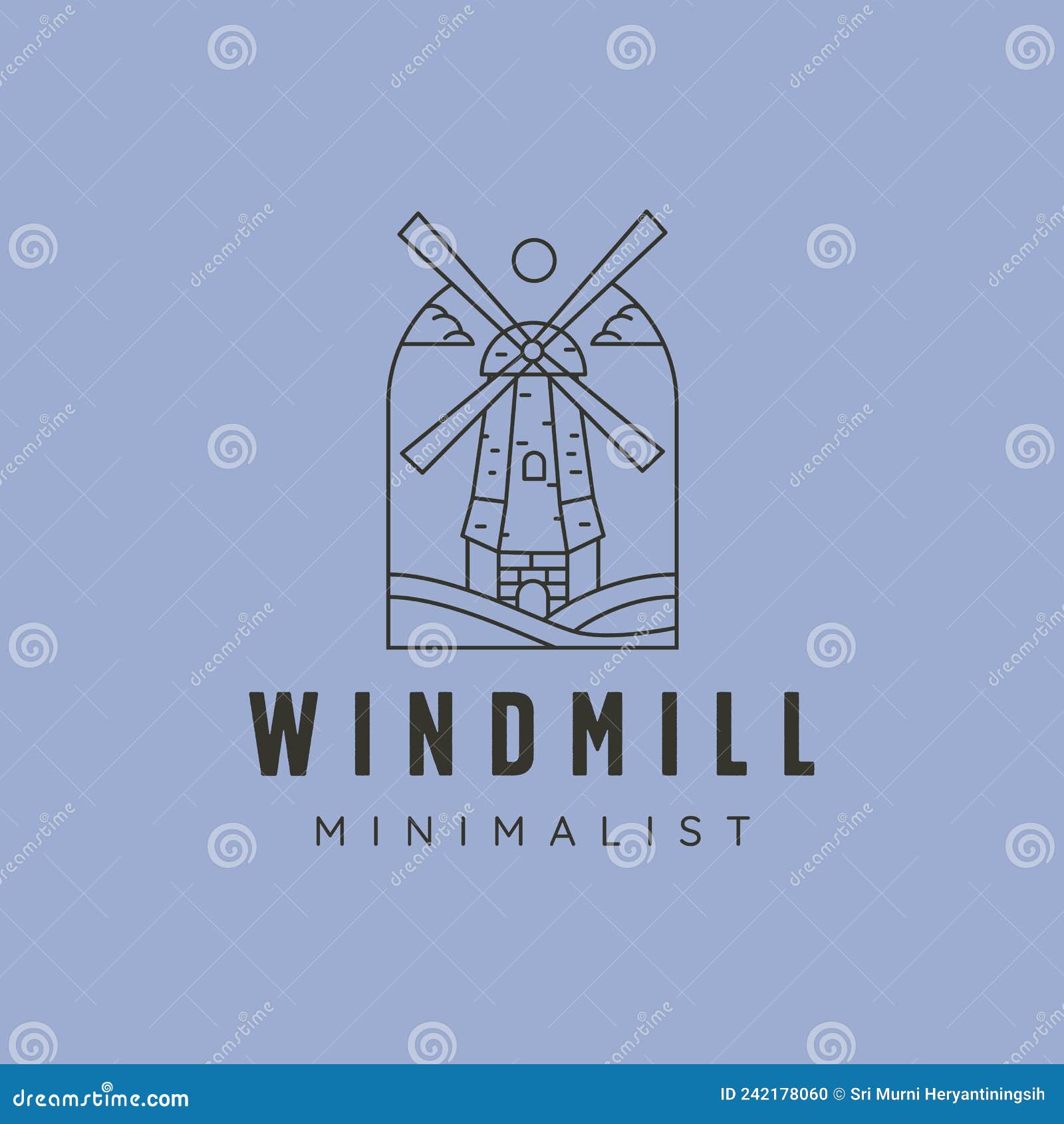 Windmill Line Art Logo Vector Symbol Illustration Design, Line Art ...