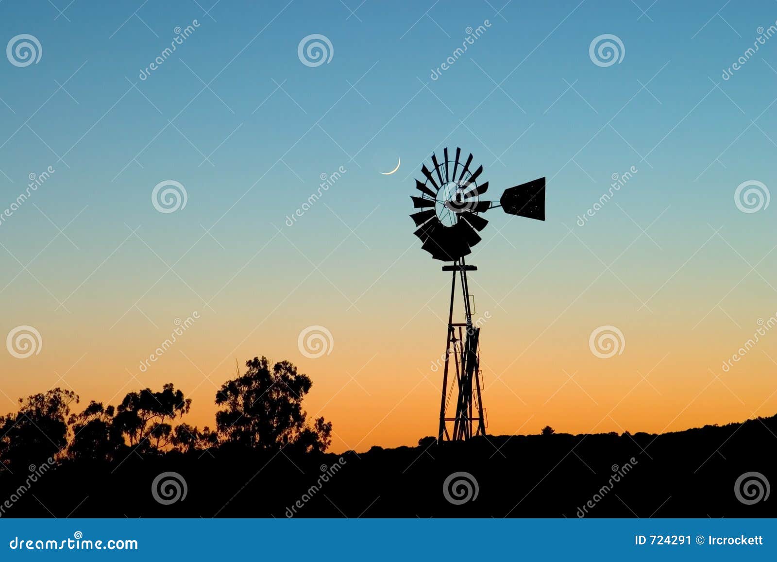 windmill and moon