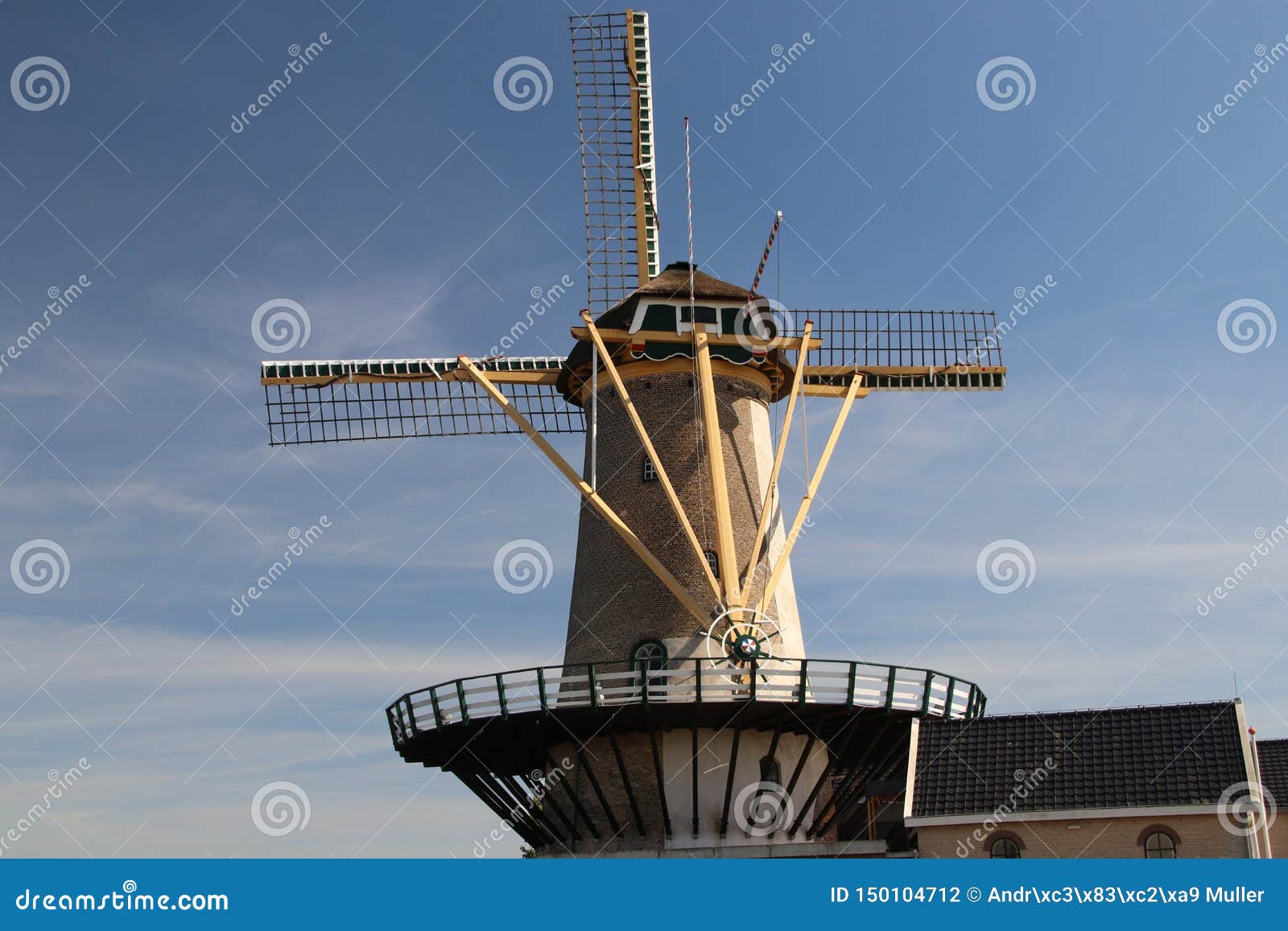 Windmill Windlust in Nieuwerkerk Aan Den IJssel with Blue Sky. Stock ...