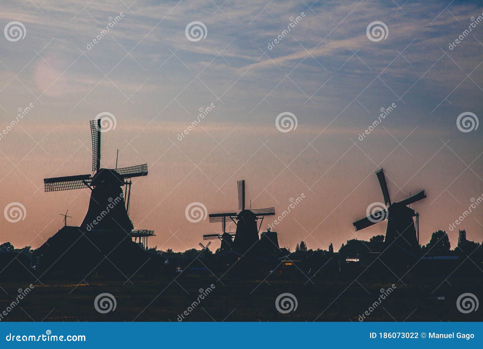 windmills landscape.end sunset