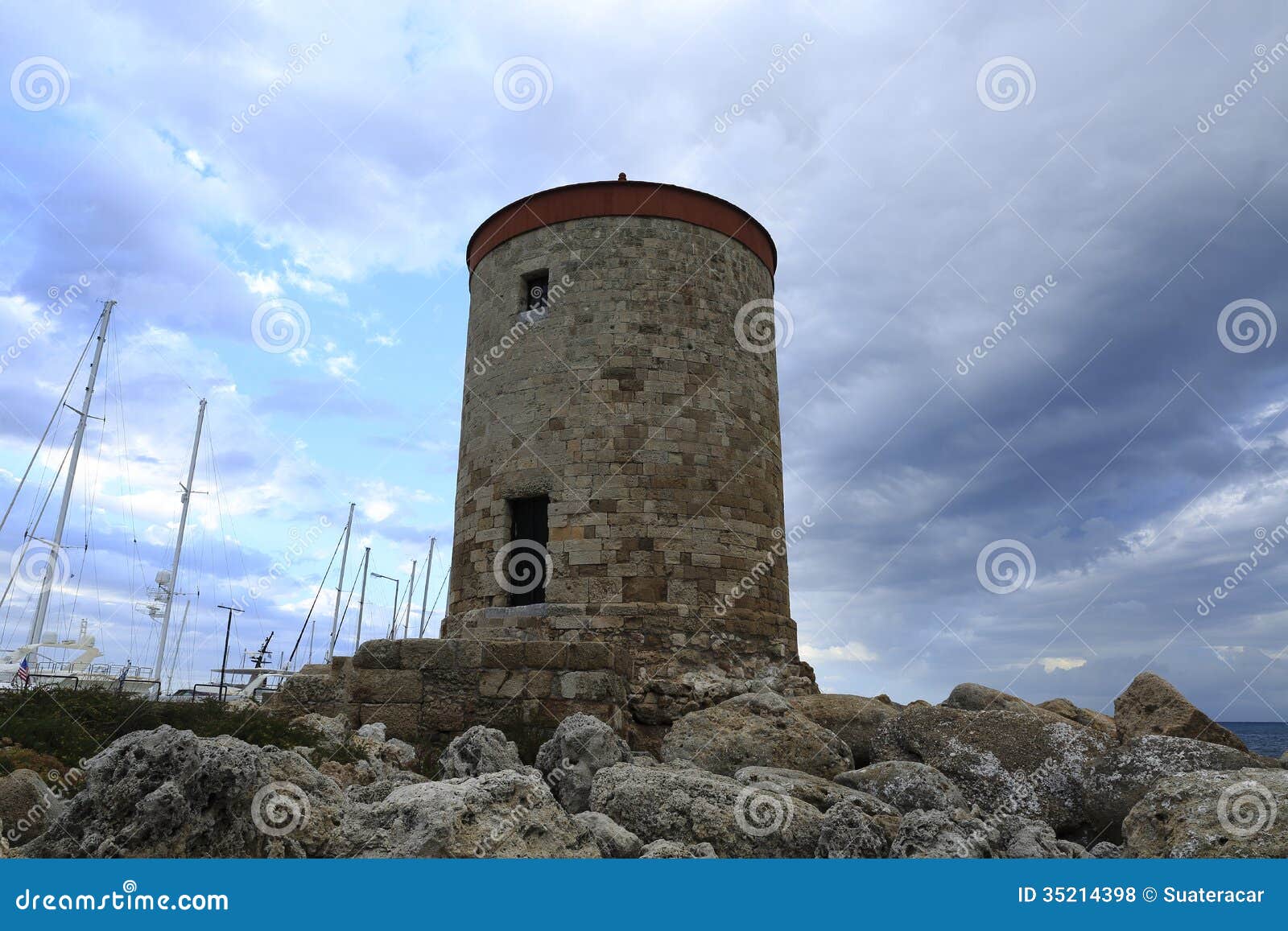 Windmills, Rhodes stock photo. Image of rhodos, rodos 35214398