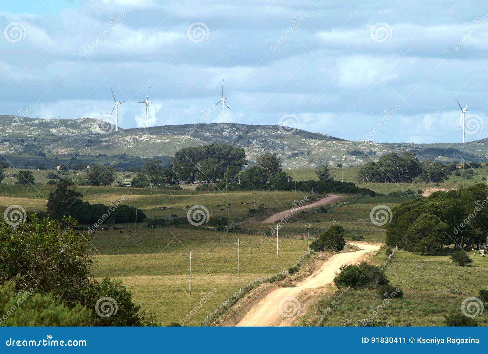 windmills on the sierra carape in uruguay