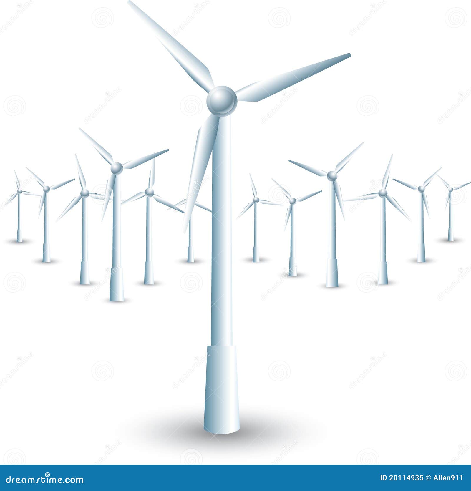 Windmills on White Background Stock Vector Illustration of reduce