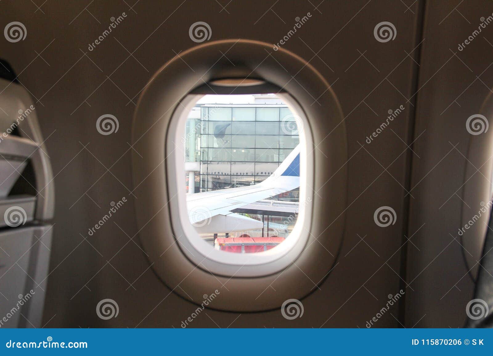 Window Of An Airplane With A View Out Stock Photo - Image of aeroplane